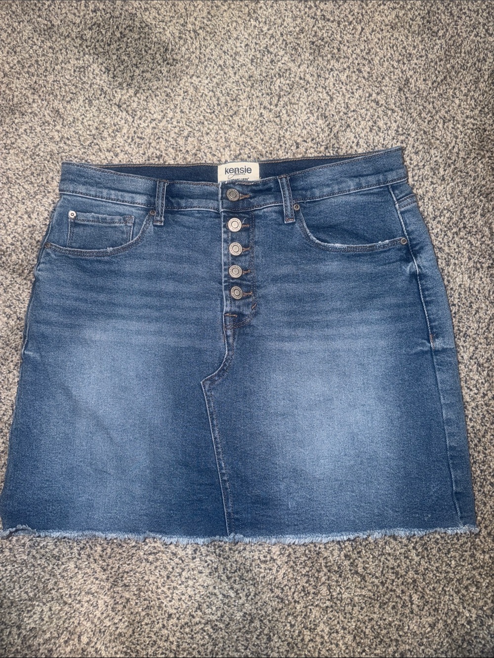 Blue Denim Button-Front Mini Skirt